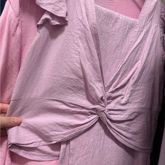 Pink Linen-Like Pant Set - Picture 2 of 4